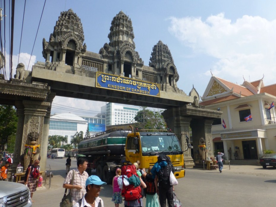 We also took our friends to one of our favorites. Cambodia. Crossing the border between Thailand and Cambodia.